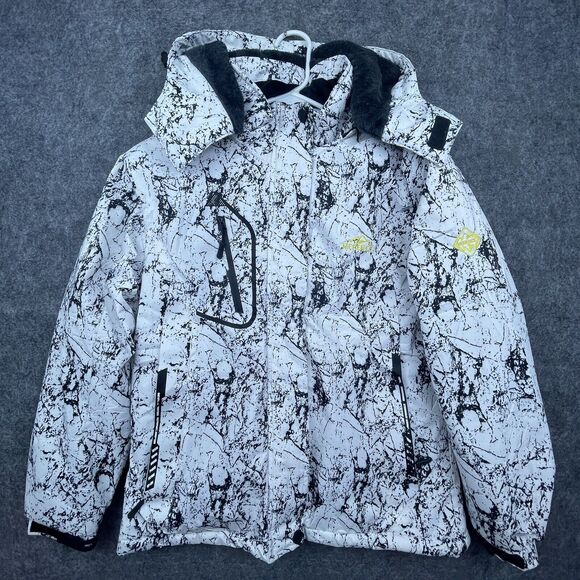 Merence Coat Small Oscillator Series Jacket Splatter Ski Snow Hood Faux Fur Warm - Picture 1 of 9